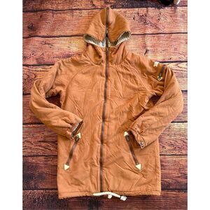 Women's Coat Cute Small Brown Orange Braids Fleece‎